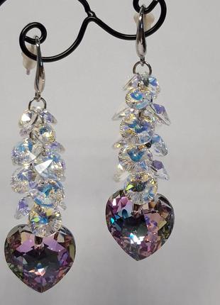 Елітна біжутерія. сережки з каменями swarovski, нові