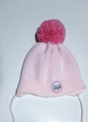 Рожева шапка з бумбоном, для дівчинки.розмір 42-44 см*90.17