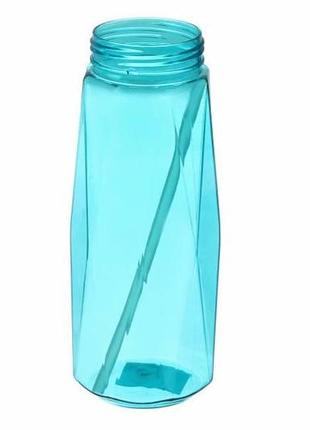 Спортивна пляшка 24 см (фітнес-пляшка) 800 мл пластикова з трубочкою блакитна3 фото