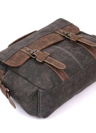 Мужская сумка из кожзама vintage 20491 серый3 фото