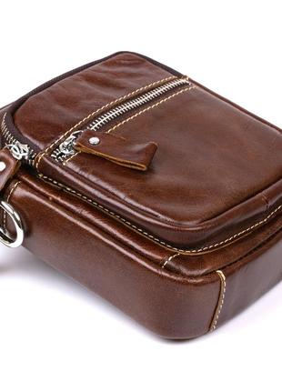 Небольшая мужская сумка из натуральной кожи vintage 20478 коричневый3 фото