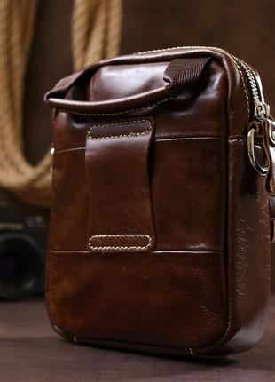 Небольшая мужская сумка из натуральной кожи vintage 20478 коричневый8 фото