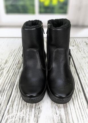Чоботи чоботи жіночі зимові чорні paolla еко-шкіра на блискавці7 фото