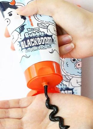 Чёрная кислородная маска для очищения пор elizavecca hell-pore bubble blackboom pore pack
