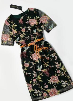 Брендовое сетчатое платье с вышивкой цветы phase eight2 фото