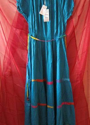 Платье женское летнее, макси в пол, indiano, вискоза бирюза р. l (наш 48-50)5 фото