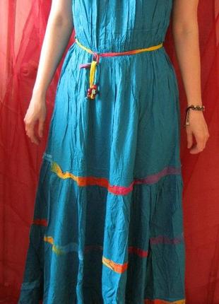 Платье женское летнее, макси в пол, indiano, вискоза бирюза р. l (наш 48-50)6 фото