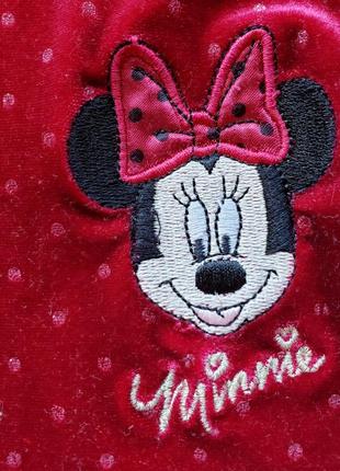 Disney minnie mouse платье бархатное велюр девочке 2-3г 98-104см бордовое с золотом4 фото