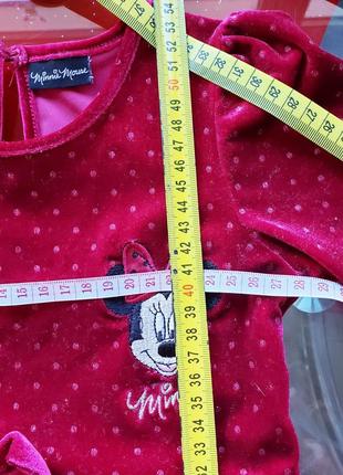 Disney minnie mouse платье бархатное велюр девочке 2-3г 98-104см бордовое с золотом6 фото