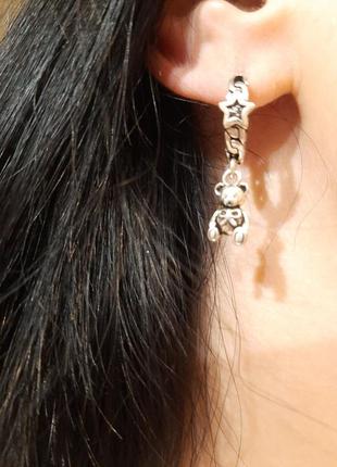 Серьги серебро 925 проба ассиметричные