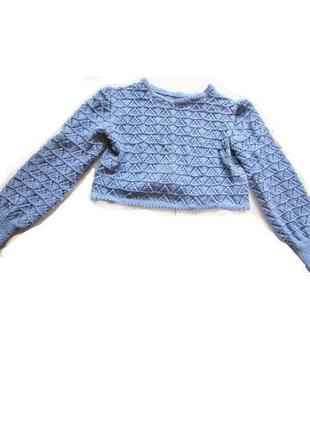 Красивая короткая ажурная вязанная кофта свитер кроп топ1 фото