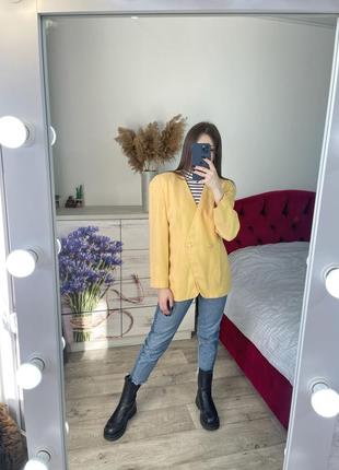 Шикарный желтый винтажный пиджак 1+1=34 фото