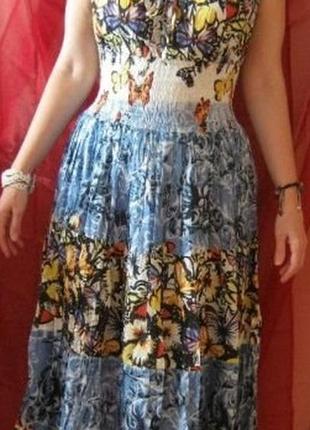 Сукня жіноча літнє максі в підлогу, 100% бавовна, р. xl наш 50-52, індія1 фото