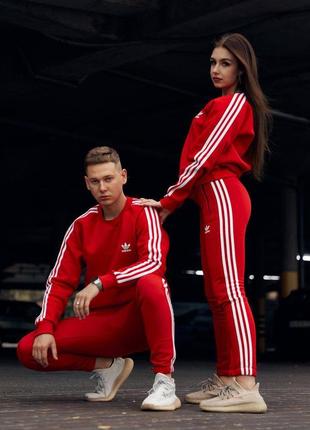 Спортивный костюм адидас парный спортивный костюм костюм adidas красные штаны adidas свитшот adidas4 фото