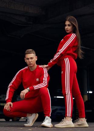 Спортивный костюм адидас парный спортивный костюм костюм adidas красные штаны adidas свитшот adidas3 фото