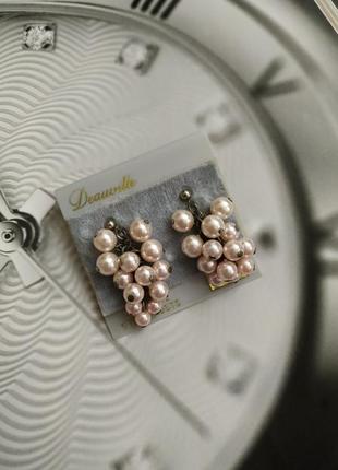 Deauville сережки з штучним перлами рожеві імітація перлин вінтаж сша америка ретро1 фото