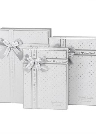 Подарункові коробки в ніжному дизайні "улюблена" набір 3шт., білий з сріблом колір