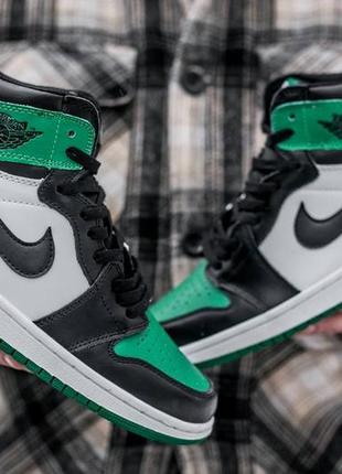 Кросівки nike air jordan retro 1 white green7 фото