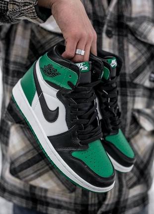 Кросівки nike air jordan retro 1 white green8 фото