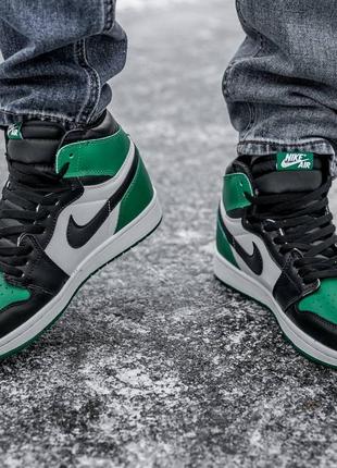 Кросівки nike air jordan retro 1 white green3 фото