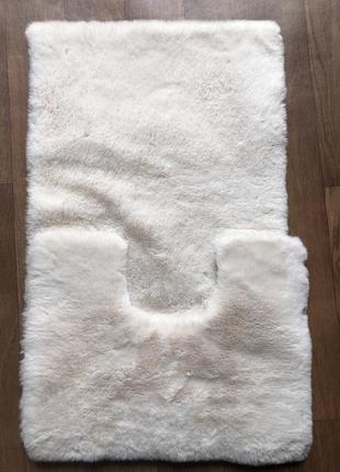 Мягкий коврик в ванную, ворсистый комплект прорезиненный, комплект в санузел из искусственного меха