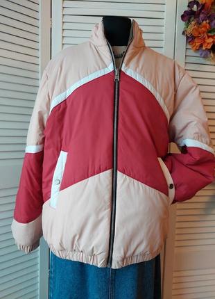 Topshop куртка зефирка, пуффер оверсайз обьёмная двухсторонняя хакт/розовая утепленная5 фото