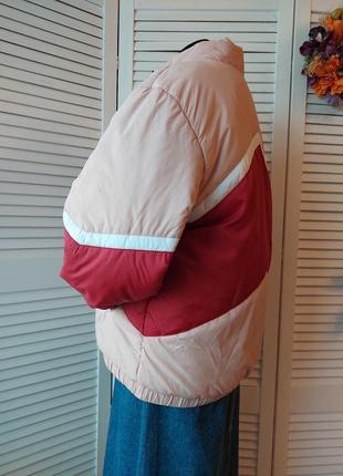 Topshop куртка зефирка, пуффер оверсайз обьёмная двухсторонняя хакт/розовая утепленная6 фото