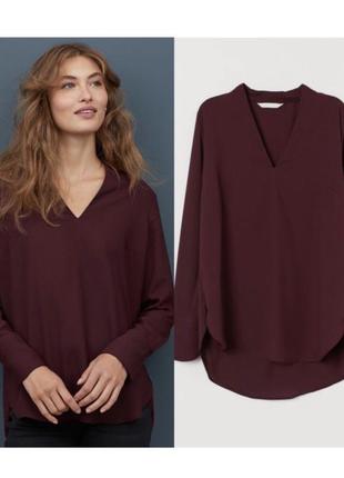 Бордова блузка з трикутним вирізом