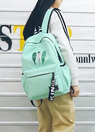 Трендовый школьный рюкзак для девочек со стильным принтом. 4 цвета5 фото