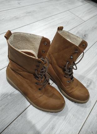 Якісні теплі шкіряні черевики timberland/ботінки рижі 37р (38р)
