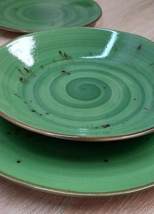 Набір сервірувальних тарілок 24 шт oms tulu dn24-spiral-green столовий сервіз5 фото
