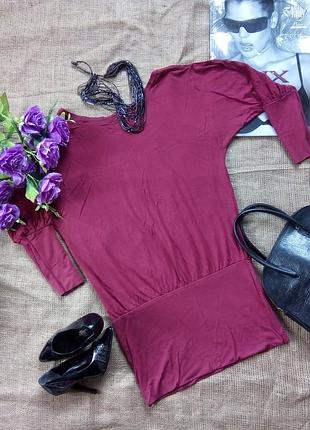 Туніка, джемпер кажан, оверсайз, кольору марсала