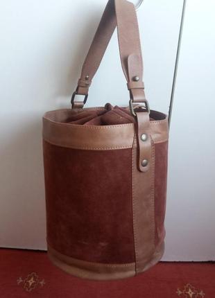 Кожаная сумка ведро цилиндр а. bellucci италия натуральная кожа відро шкіра5 фото