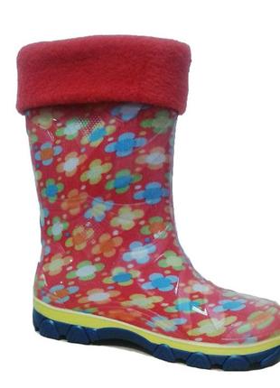 Резиновые сапоги утепленные litma "цветочный горох" сн-16f 32