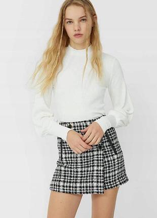 Женская белая кофта гольф в рубчик stradivarius