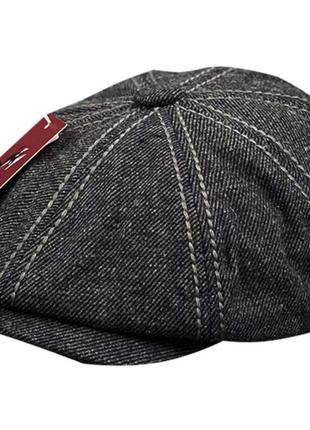 Шляпа восьмиугольная мужская ретро  хулиганка 56-58 см черный со строчкой9 фото