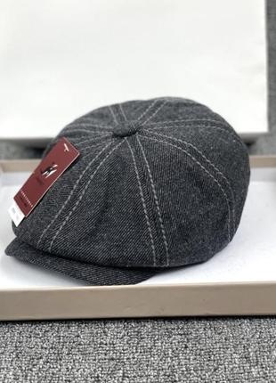 Шляпа восьмиугольная мужская ретро  хулиганка 56-58 см черный со строчкой4 фото