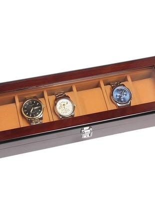 Роскошная деревянная коробка для часов с 6 отделениями