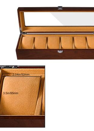 Роскошная деревянная коробка для часов с 6 отделениями