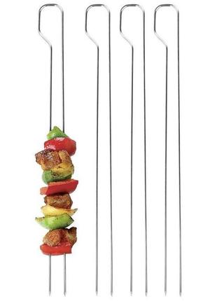 Набір подвійних шампурів для гриля grill meister 4 шт. 29 см, подвійний шампур із нержавійки для овочів і мяса