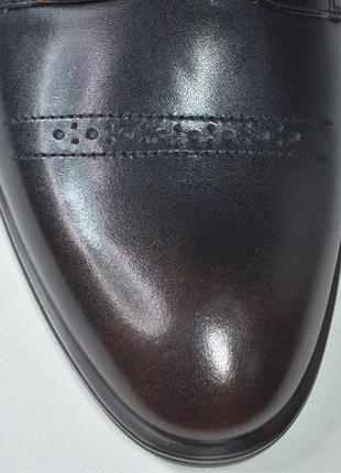 Мужские кожаные туфли полуброги черные с коричневым ikos 3801 - 55 фото