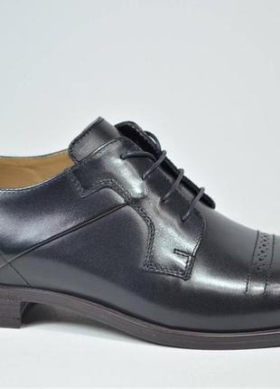 Мужские кожаные туфли полуброги черные с коричневым ikos 3801 - 57 фото