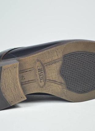 Мужские кожаные туфли полуброги черные с коричневым ikos 3801 - 54 фото
