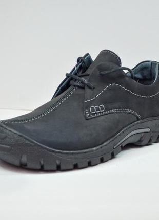 Мужские демисезонные кожаные туфли черные riko 367