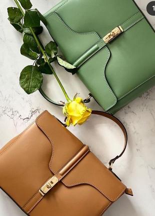 Кожаная сумка оливковый цвет 6