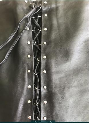 Кожаная юбка со шнуровкой stradivarius 38 м3 фото