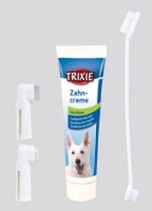 Зубна паста з набором зубних щіток trixie для собак 100г