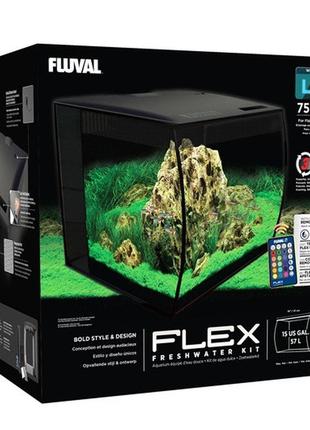 Fluval flex aquarium kit укомплектованный нано аквариум черный 57л
