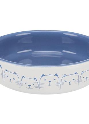 Trixie ceramic bowl миска біло-блакитна для кішок коротконогих порід 0.3 л