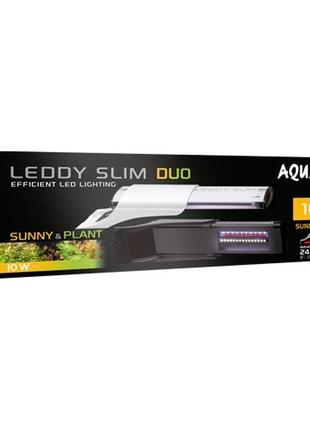 Aquael leddy slim duo sunny and plant 10вт светодиодный led светильник для нано-аквариумов 20-50см